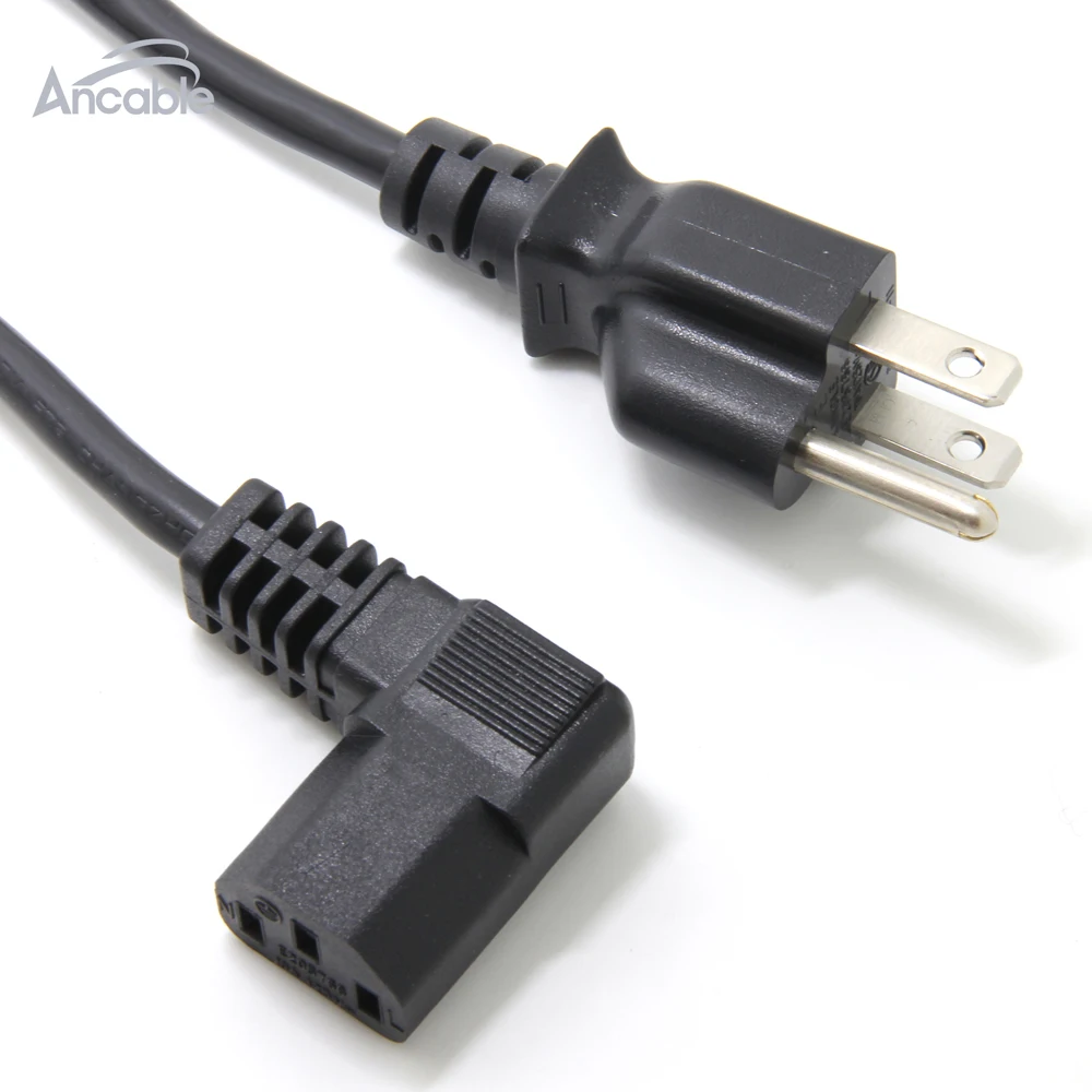 10ft Right Angle AC Power Cord Cable 3 Prong 125V/10A NEMA 5 15p to C13