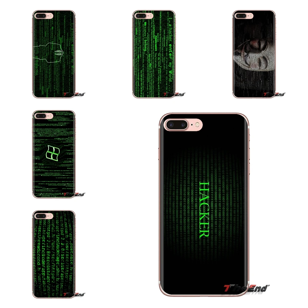 

For iPod Touch Apple iPhone 4 4S 5 5S SE 5C 6 6S 7 8 X XR XS Plus MAX Hacker Computer code Art Soft Transparent Cases Covers