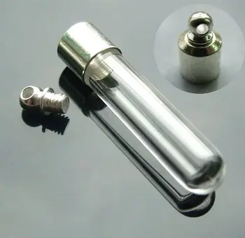 

200pcs SCREW CAP tube 35*6mm clear diy mini glass vial pendant crystal perfume oil wishing glass pendants necklace finding rice