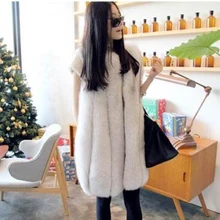 Женское длинное роскошное пальто из натурального Лисьего меха, полностью кожаная жилетка из синего лисьего меха, зимнее пальто, TF0197