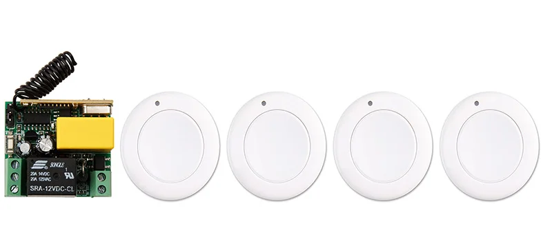 

AC220V 1CH 10A RF Wireless Remote Control Switch System Receiver & White wall Panel Sticky Remote garage door / window /lamp