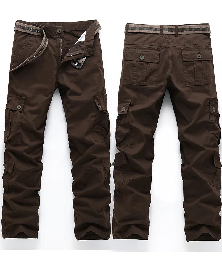 2019 Новый Для мужчин модные военные мужские брюки-карго Regualr прямой крой Хлопковые Штаны с несколькими карманами хаки Армейский зеленый