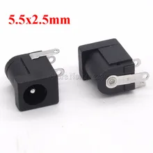 10 pces DC-005 preto dc power jack soquete conector dc005 5.5*2.5mm 2.5 soquete em torno da agulha
