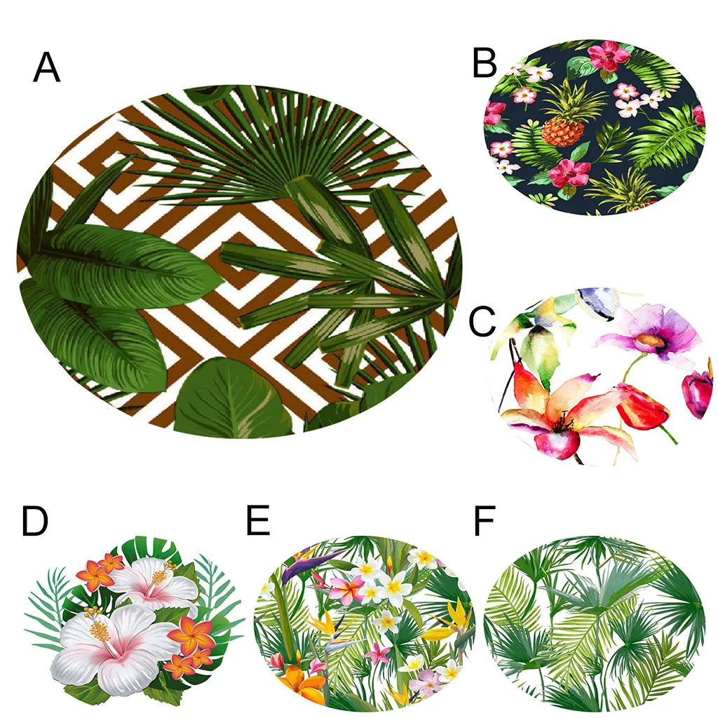 Tropical plants Bedroom Carpets Cartoon Round Area Rug for Living Room Floral Girly Floor Rug Play Mat 150cm