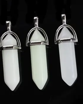 

Vintage Silver Bulle Luminous Stone Hexagonal Column Fluorescent Charms Pendant For Jewelry Making Bracelet 5PCS Accessories