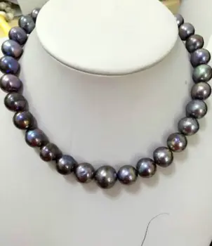 

HUGE 10-11 MM SOUTH SEA GENUINE BLACK grey PEARL NECKLACE free shipping clasp
