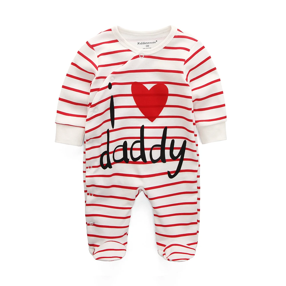 Детские комбинезоны для новорожденных мальчиков и девочек; цельнокроеная одежда в полоску с надписью «i love mommy»; детские зимние пижамы; ropa bebe; одежда