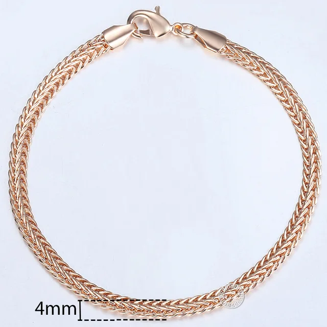 20cm Bracelets For Women Men 585 Rose Gold Curb Snail Foxtail Venitian Link Chains Bracelet on hand Fashion Jewelry Gifts CBB1 CB01