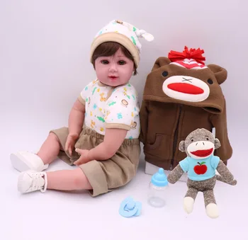 

20" New Handmade Silicone Vinyl Lifelike Cute Baby Bonecas Boy Baby Doll Reborn menina Silicone