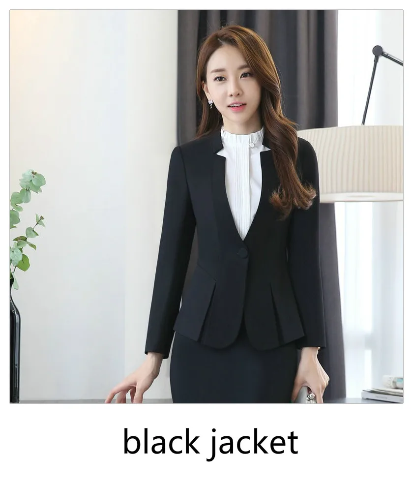 Модный осенний Женский блейзер, женская одежда, официальная повседневная черная серая синяя офисная верхняя одежда, элегантная женская куртка, пальто, деловой блейзер - Цвет: black blazer
