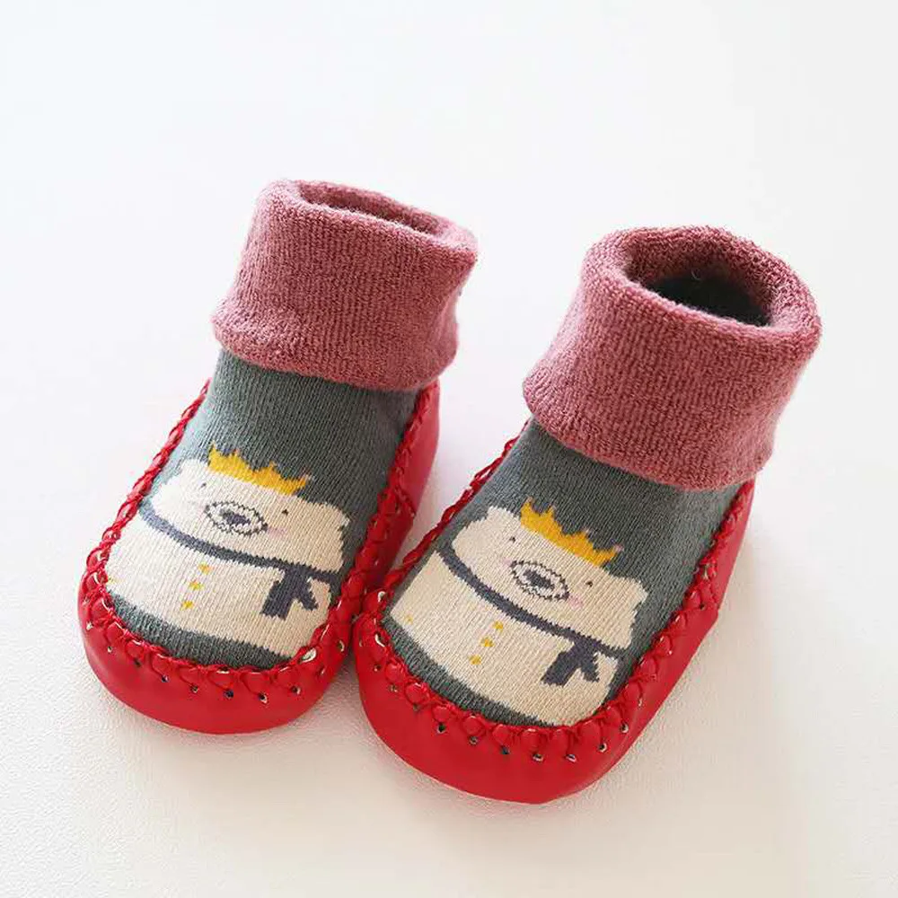 Нескользящая обувь с рисунками животных для маленьких мальчиков и девочек вязаные теплые носки для малышей дизайнерские носки хлопковые носки для малышей