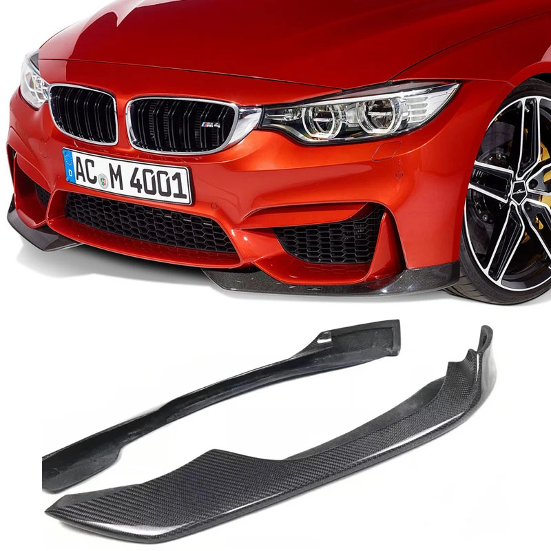 2Pcs AC Style Carbon Fiber Front Bumper Splitter Lip For BMW F80 M3 F82 M4 2014+