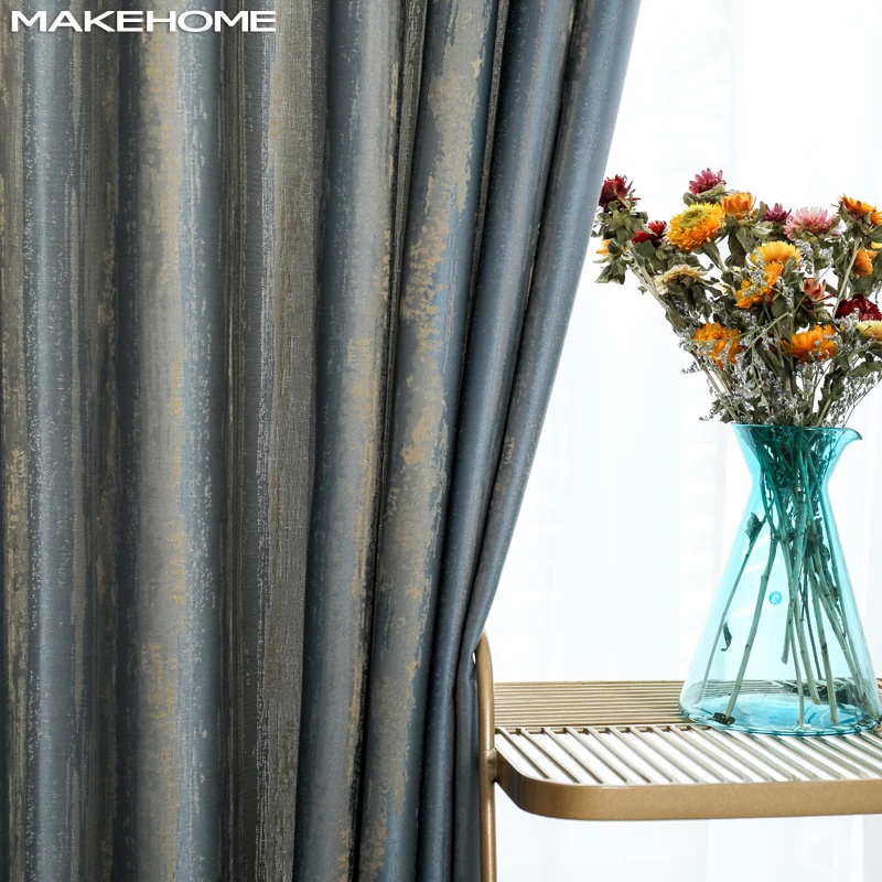 

MAKEHOME Elegant Thick Luxury Modern Curtains Window Living room Stripe Jacquard Fabrics Blackout Curtains for Bedroom