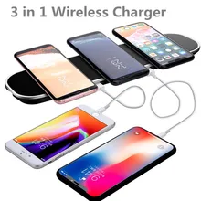 3 in 1 Fast Qi Wireless Charger Charging Pad with 2 USB Charging Adapter for iPhone 8/8 Plus/X for Samsung Galaxy S6/S7/S8/Note8