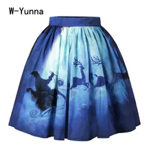 W-Yunna Рождество качество миди юбки для женщин s Санта Клаус длиной до колена винтажная пачка Женские Плиссированные Юбки Модная Расклешенная юбка