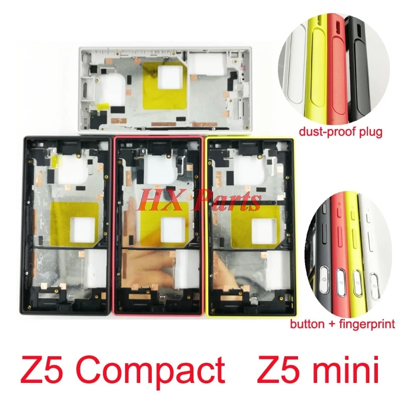 5 PCS LCD Back Faceplate For Sony Xperia Z5 Compact/Mini E5803 E5823 Front Frame Housing Middle Bezel Chassis With Side Buttons | Мобильные
