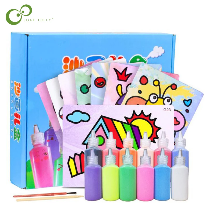

24Pcs/lot Kids DIY Sand Painting Toy for Children Drawing Board Sets BubbleSand Handmade Picture Paper Craft Sand Draw Art GYH