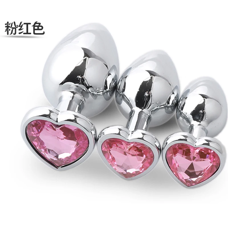 Sex Shop New Multiple Color Heart-shaped Metal Anal Plug 3 pce/set Ass Butt Massage Stimulate Fetish Adult Games Toys | Красота и