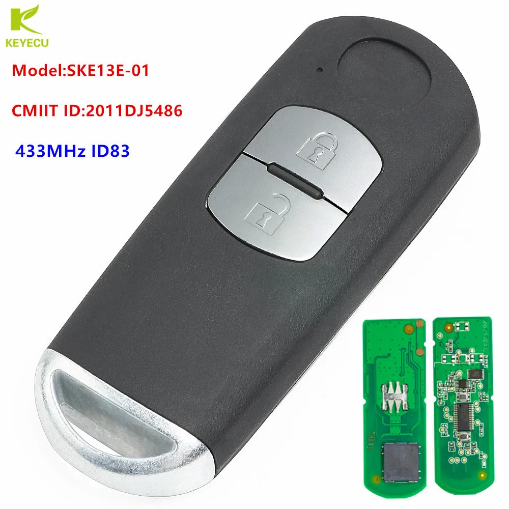 

KEYECU Replacement New Smart Remote Key Fob 2 Button 433MHz ID83 for 2012 2013 2014 2015 2016 Mazda CX-5 SKE13E-01