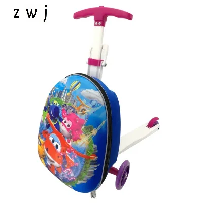 

Cartoon scooter suitcase trolley case extrusion children Travel luggage Boarding box for kids