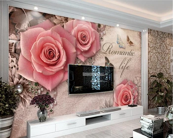 

Vintage three-dimensional rose jewelry wallpaper mural papel de parede for living room TV sofa wall kitchen home decor wallpaper