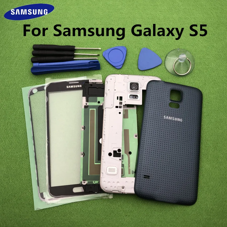 Для Samsung Galaxy S5 SV G900 I9600 G900F G900H/P полный корпус ободок средняя рамка задняя крышка +
