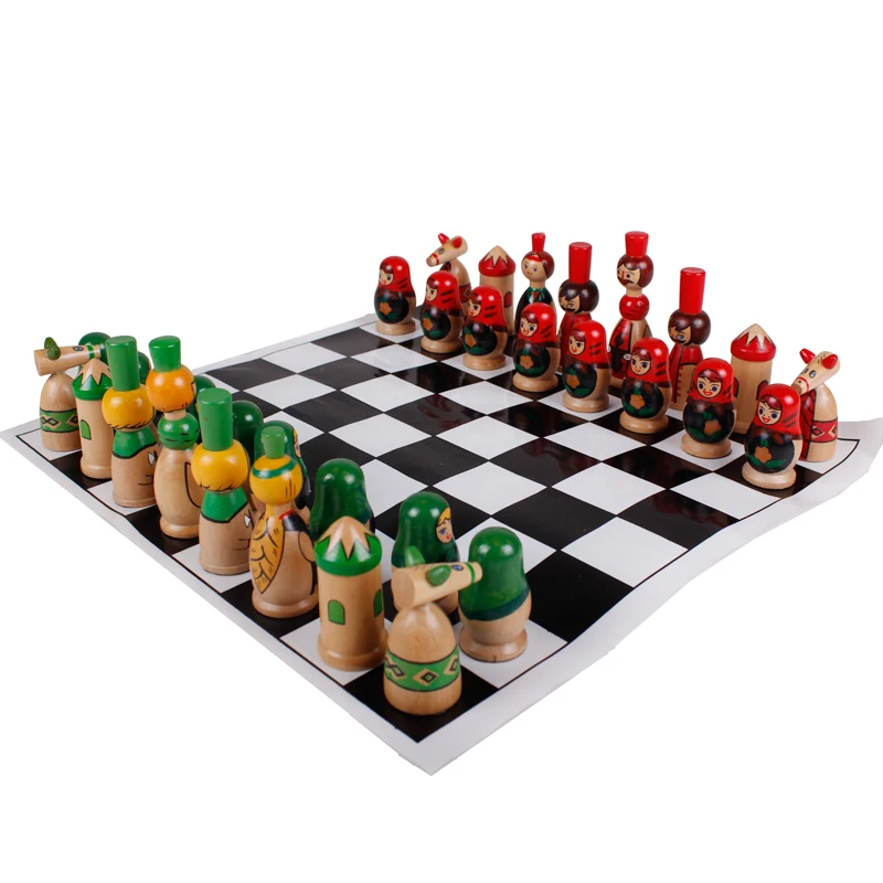 Buy Colorful wooden Cartoon chess set for