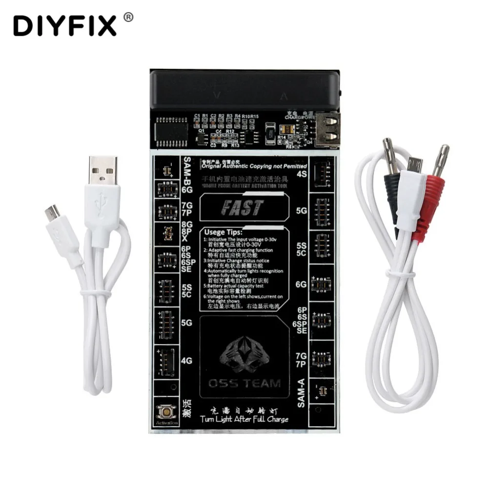 DIYFIX, зарядное устройство для смартфона, быстрое зарядное устройство, плата для активации, зарядный кабель, тестовый инструмент для iPhone 4-8 X, для мобильного телефона samsung