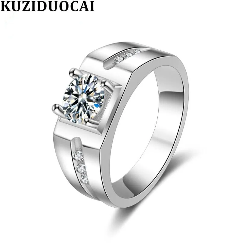 

Kuziduocai 2019 New Fashion Jewelry Mosaic Dazzling Zircon Stainless Steel lovers Wedding Bride Rings For Women Anillos R-946