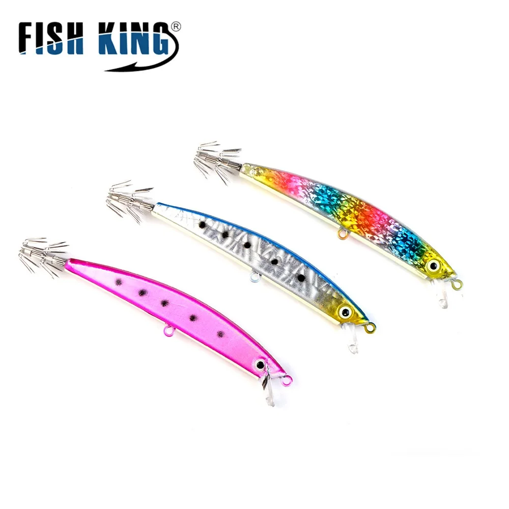 

FISH KING 8g 17.5g Squid Hook Swimbait Wobblers Hard Fishing Lures 11-14cm Crankbait Minnow Jerkbait Squid Jigs Sea Fishing Bait