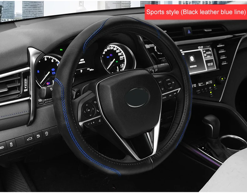 QHCP натуральная кожа ручной пошив крышки рулевого колеса дышащие четыре сезона декоративные автомобильные аксессуары для Toyota Camry