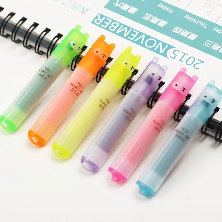 6 PCS/lot Cute Kawaii Mini Highlighter Creative Lovely Cartoon for Kids