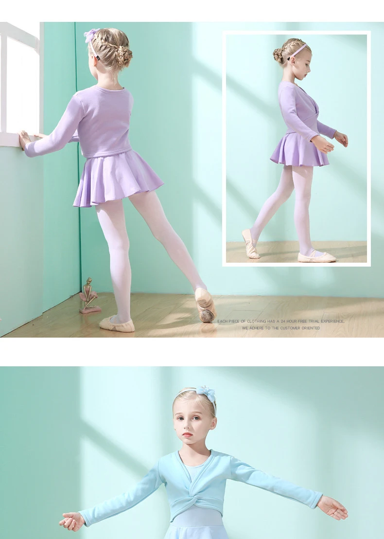 Осенне-зимняя теплая детская балетная гимнастическая трико для девочек, куртка с длинными рукавами для танцев, верхняя одежда для детей, Одежда для танцев, одежда для балета