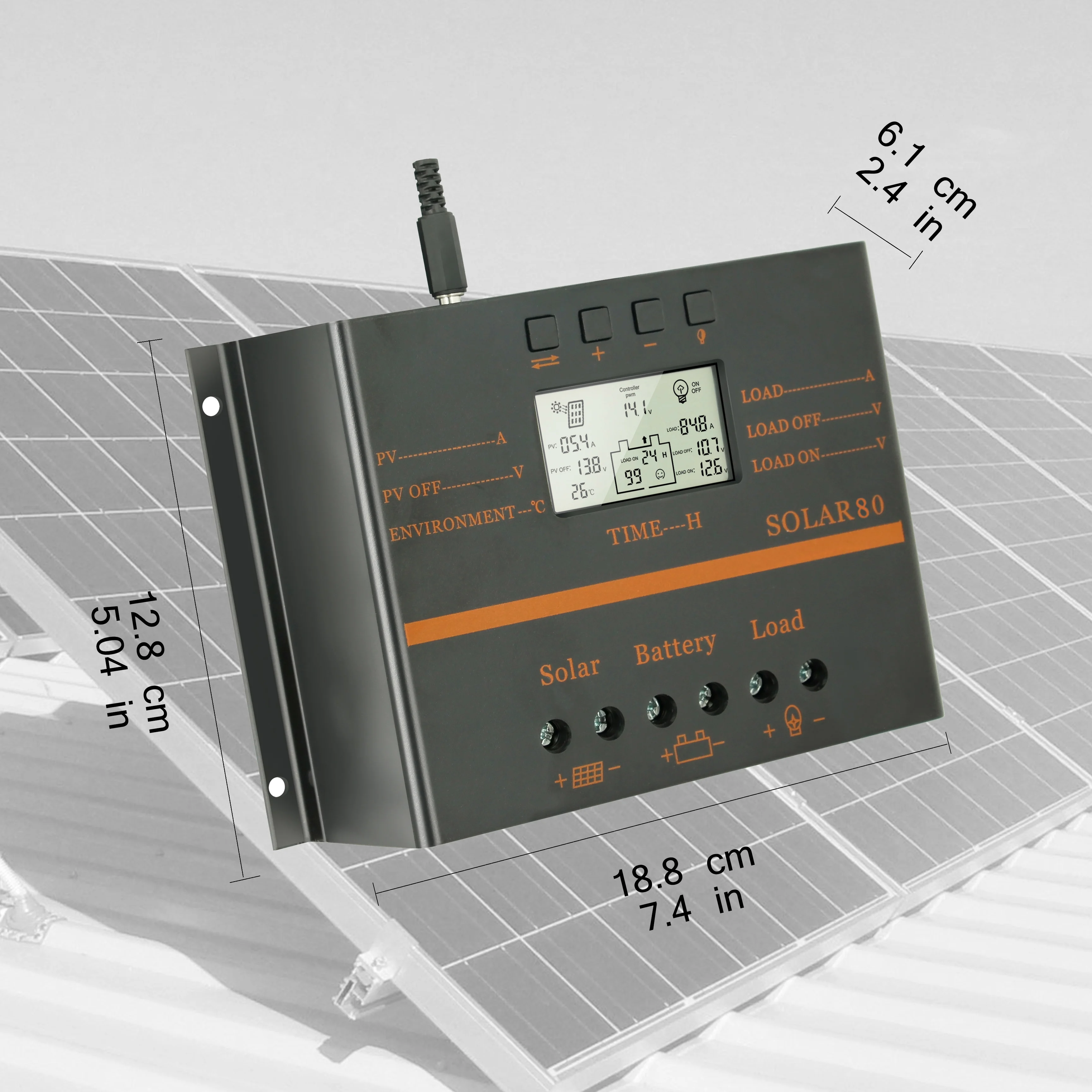  Controlador de carga del Panel Solar 80A 60A 12V 24V Auto LCD USB cargador de batería Solar de alta