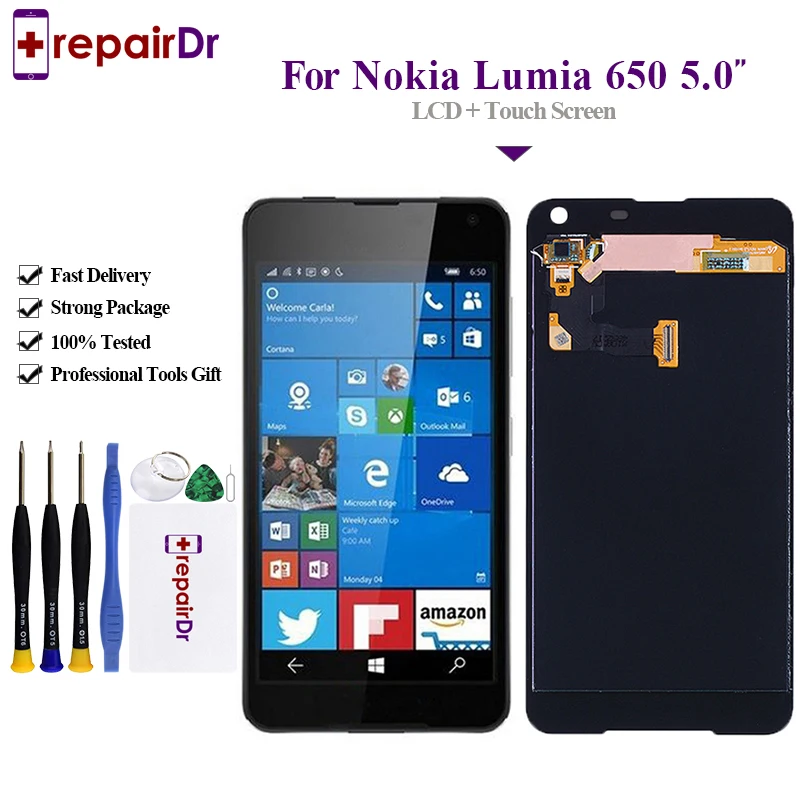 

Tested For Nokia Lumia 650 LCD Display+Touch Screen Digitizer Assembly+Frame Replacement Parts RM-1152 RM-1109 For Nokia 650 Lcd