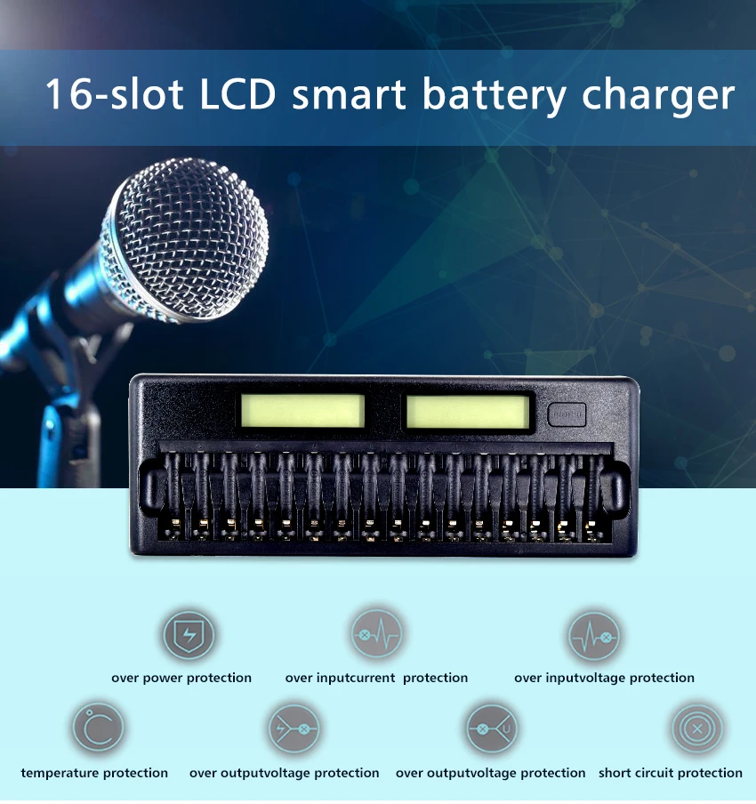 PALO 16 слотов ЖК смарт-зарядное устройство AA AAA Ni-MH Ni-Cd 16 Отсек батареи 16 банк перезаряжаемые батареи Smart lcd дисплей