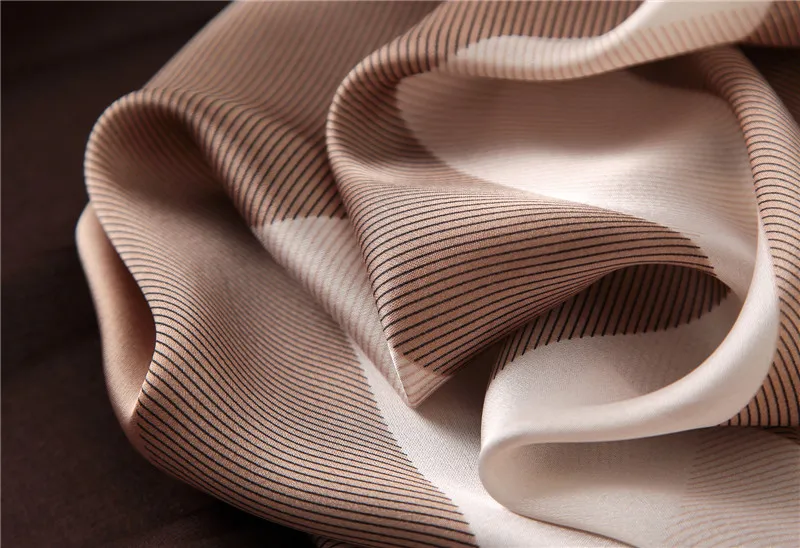 Визуальные оси шелковая шаль Женская мода Длинный Чистый платок яркие красочные полосатые шелковые шарфы