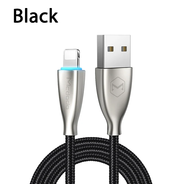 Usb-кабель Mcdodo для зарядки iPhone 11 Pro Max X XR XS Max 8 7 Plus iPad, usb-кабель для быстрой зарядки, светодиодный usb-кабель для передачи данных - Цвет: Black