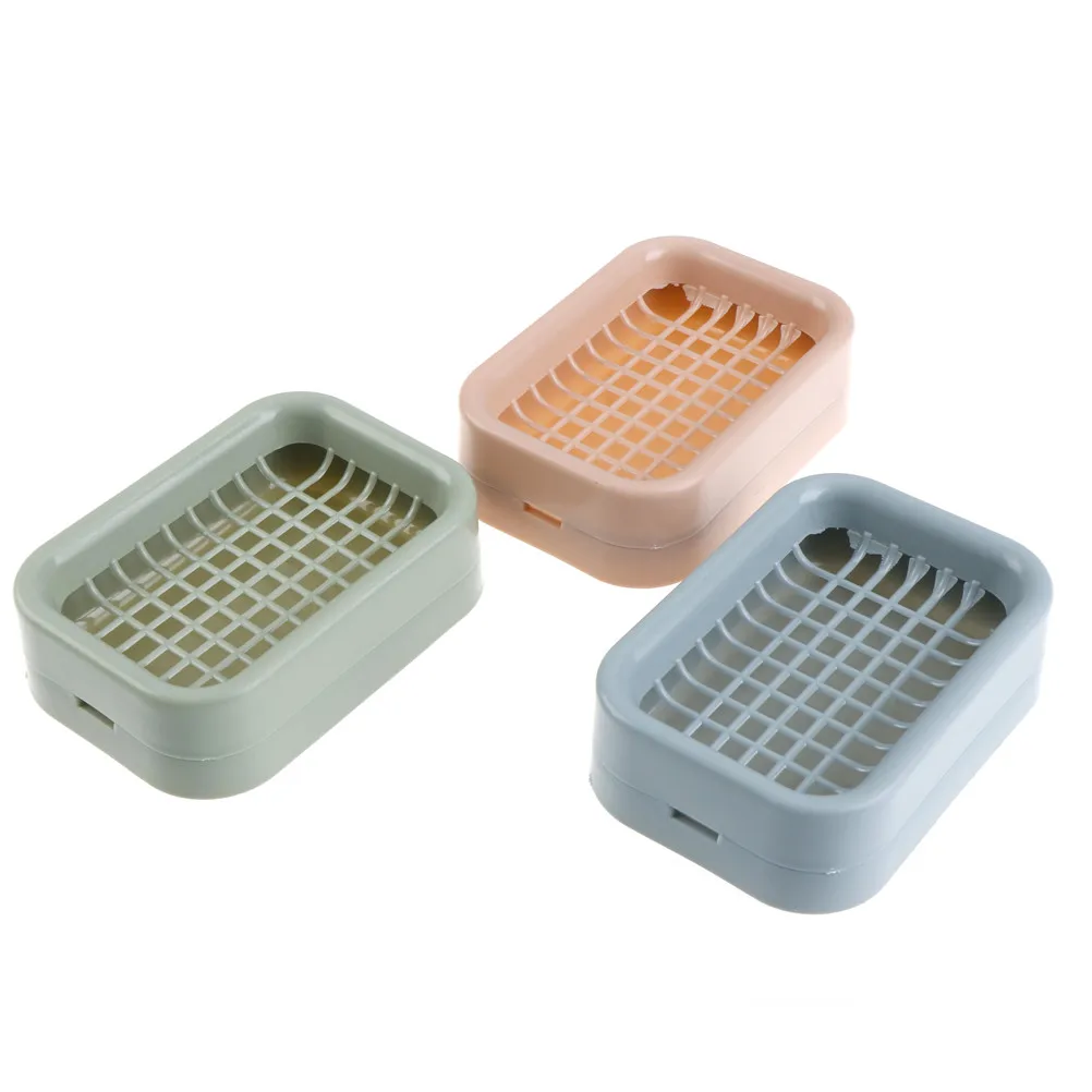 New Plastic Double Layer Bathroom Soap Dish Case Holder Box Container