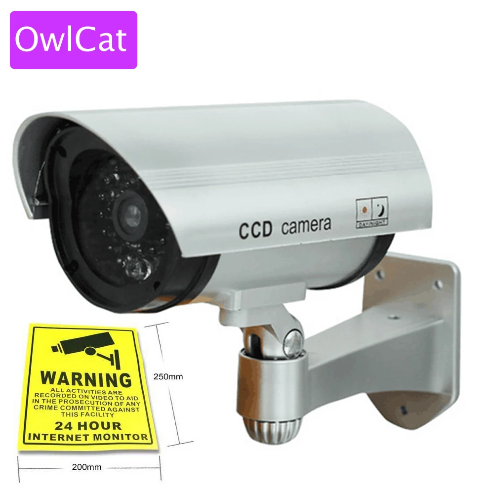 

Realistic Looking Fake CCTV Security Cameras Dummy Camera Wireless Outdoor Waterproof Flash IR LED Surveillance Camera