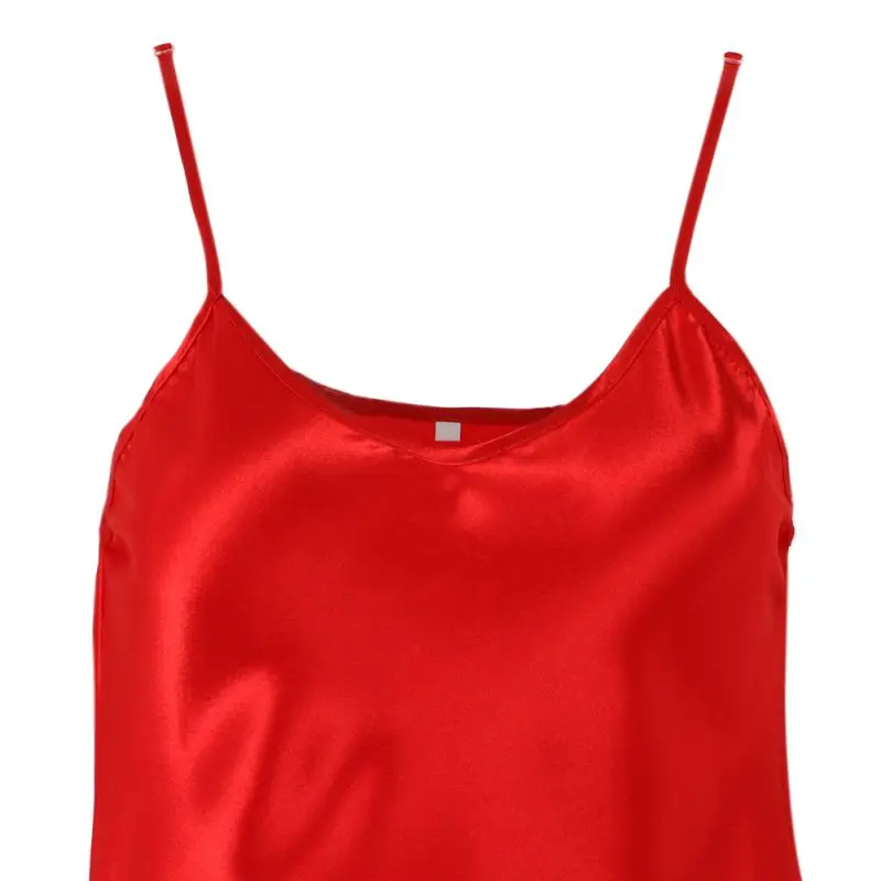 Атласная шелковая летняя Пижама, ночное платье, ночная рубашка для женщин, сексуальные ночные рубашки с v-образным вырезом, ночное платье, красная ночная рубашка, белая