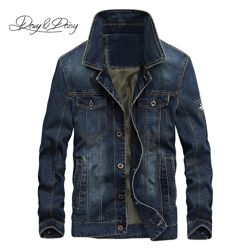 

DAVYDAISY 2019 New Arrival Denim Jacket Men Washed Cowboy Stand Collar Hip Hop Ripped Street Designer Men Jeans Coat DCT-231