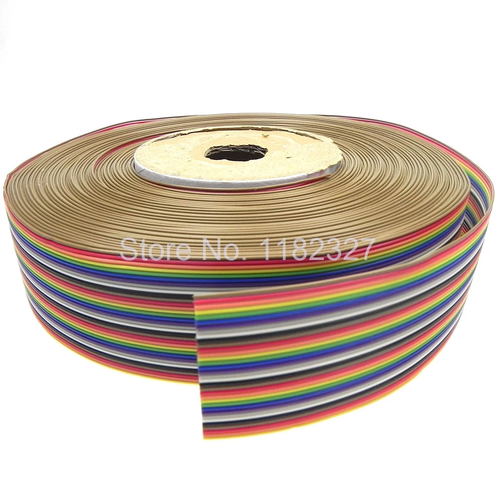 Flat ribbon cable 34 WAY Flat Color Rainbow Ribbon Cable wire Rainbow Cable 34P ribbon cable 1.27MM pitch 7