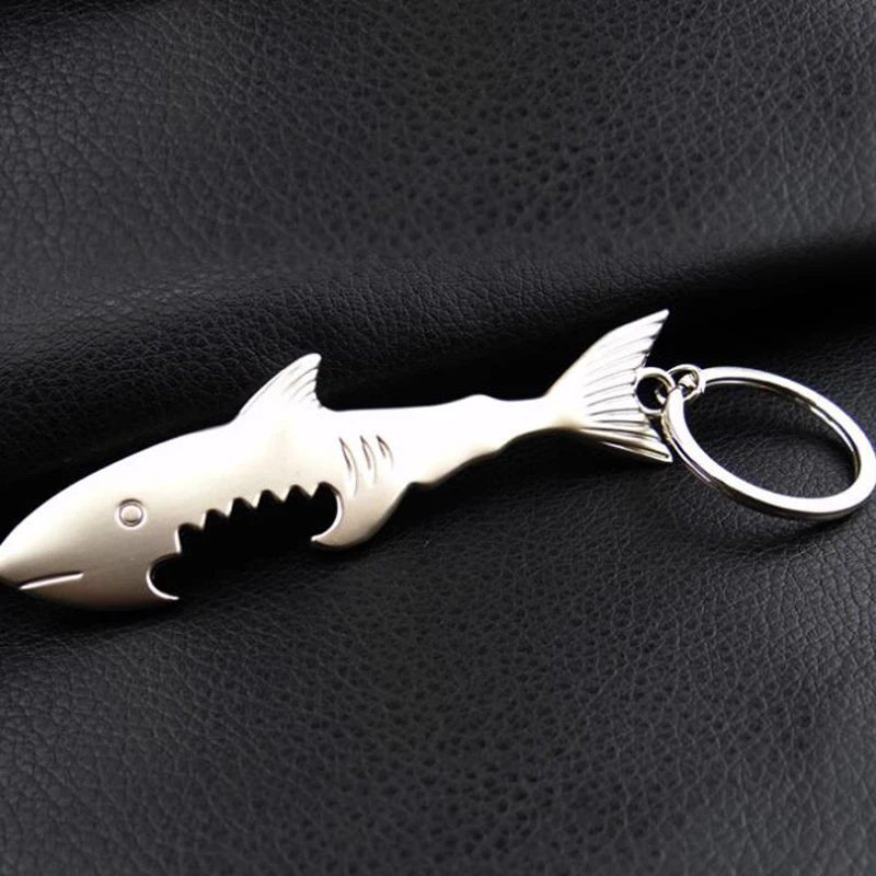 

Multifunction Shark Beer Opener Keychain Useful Small Gift Portable Great Character Kitchen Gadgets Key Decoration