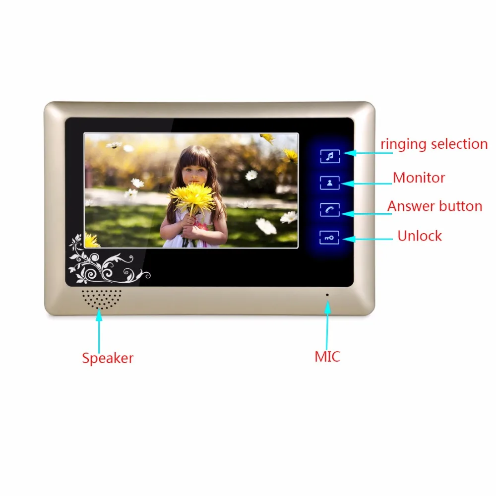 Top Quality 7 Inch Color LCD Video Door Phone Intercom System Door Release Unlock Doorbell Camera Top Quality 7 Inch Color LCD Video Door Phone Intercom System Door Release Unlock Doorbell Camera