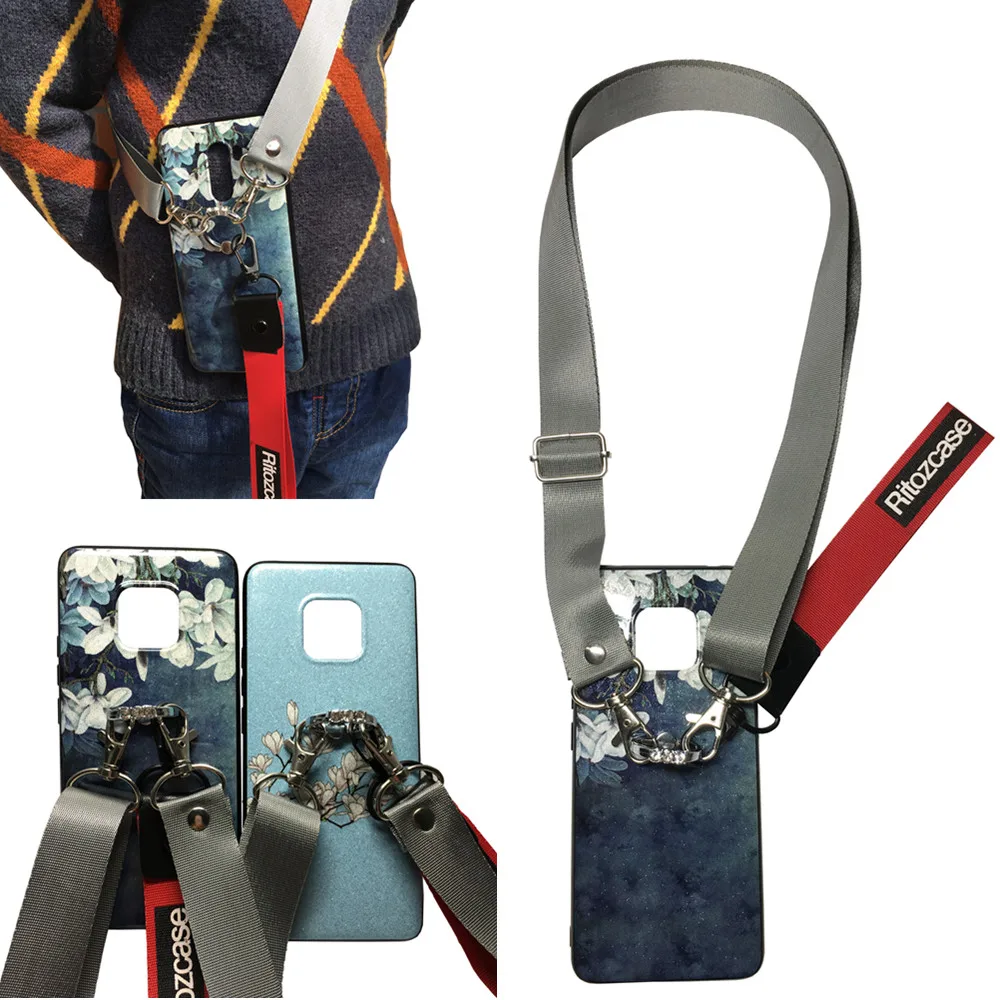 

case for huawei mate 8 9 20 10 pro lite X case cover luxury glitter bling diamond ring holder with shoulder strap tpu+pc shell