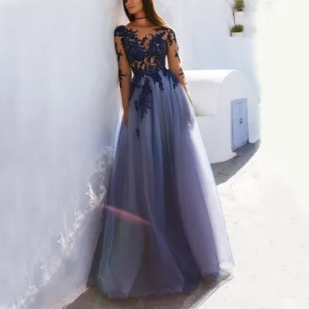 

women Floor length Evening Dress Long Lace Tulle Elegant Party Gowns Evening Gowns Prom Dress Abendkleider Formal Dresses