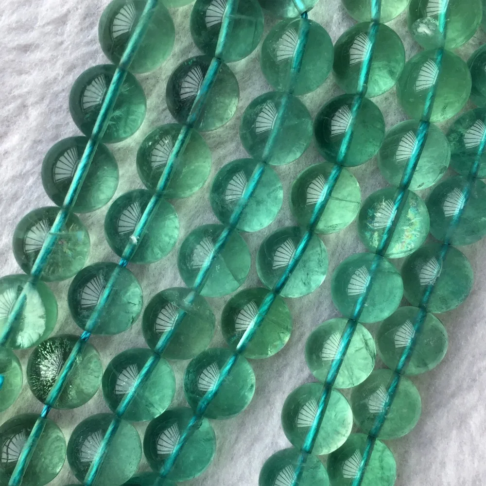 

Genuine Natural AAA High Quality Clear Blue Green Fluorite Semi-precious stones Round Beads 15" 05860