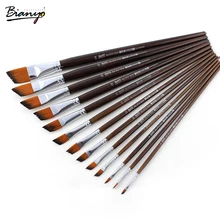 Bianyo 13 шт. угловатые акварельные кисти нейлоновые кисти для волос художники краски для школы акрил, гуашь краски, художественные принадлежности