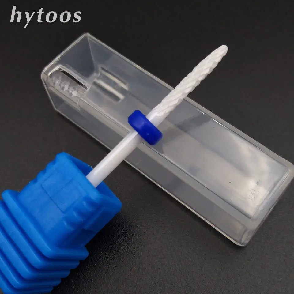 HYTOOS Կերամիկական Եղունգների Գայլիկոն Բիտ 3/32 "Պտտվող ֆրեզերային Cutter Cuticle Clean Burr Electric Մատնահարդարում Պեդիկյուրային գործիքներ Գայլիկոն պարագաներ